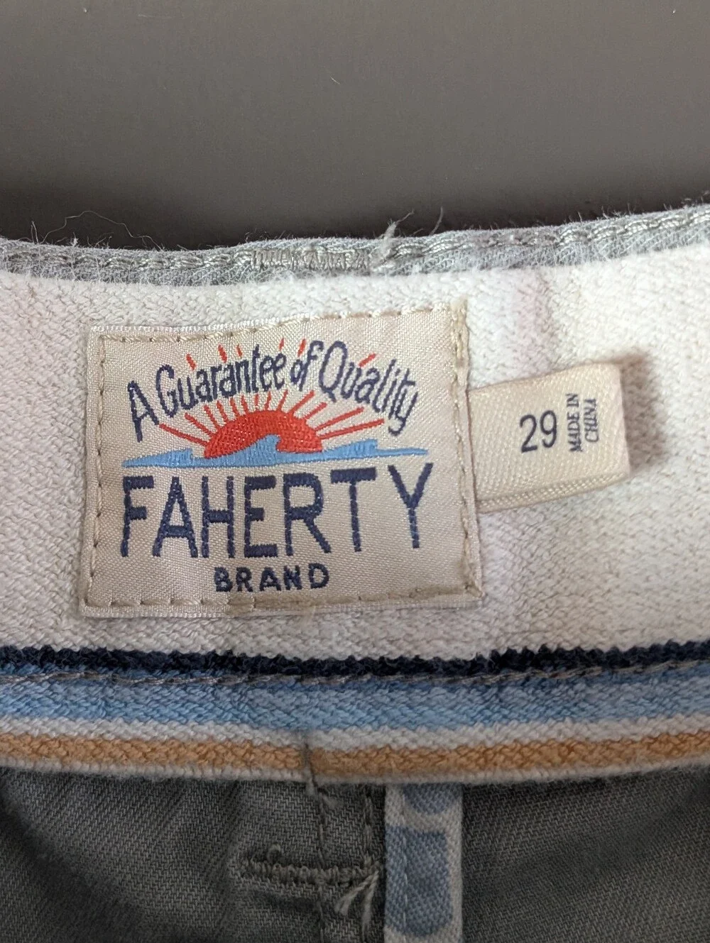 Faherty Light Gray Flat-Front Chino Cotton Shorts